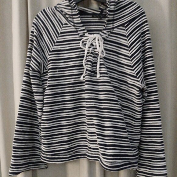Liz Claiborne Navy Blue and White Long Sleeve Plaid Top - Picture 10 of 15